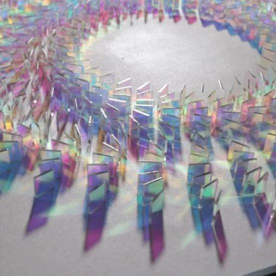 Iridescent Acrylic Squares 0.8'' x 0.8''/1.2" x 1.2" Mini Rainbow Holographic Acrylic Sheets Set Double-Sided Holo Tiles for DIY Crafts Light Shadow