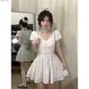 Pure Tide Jacquard Fabric + Inner Lining + Zipper First Love Sweet White Lace Splicing Embroidered Dress Waist Skirt