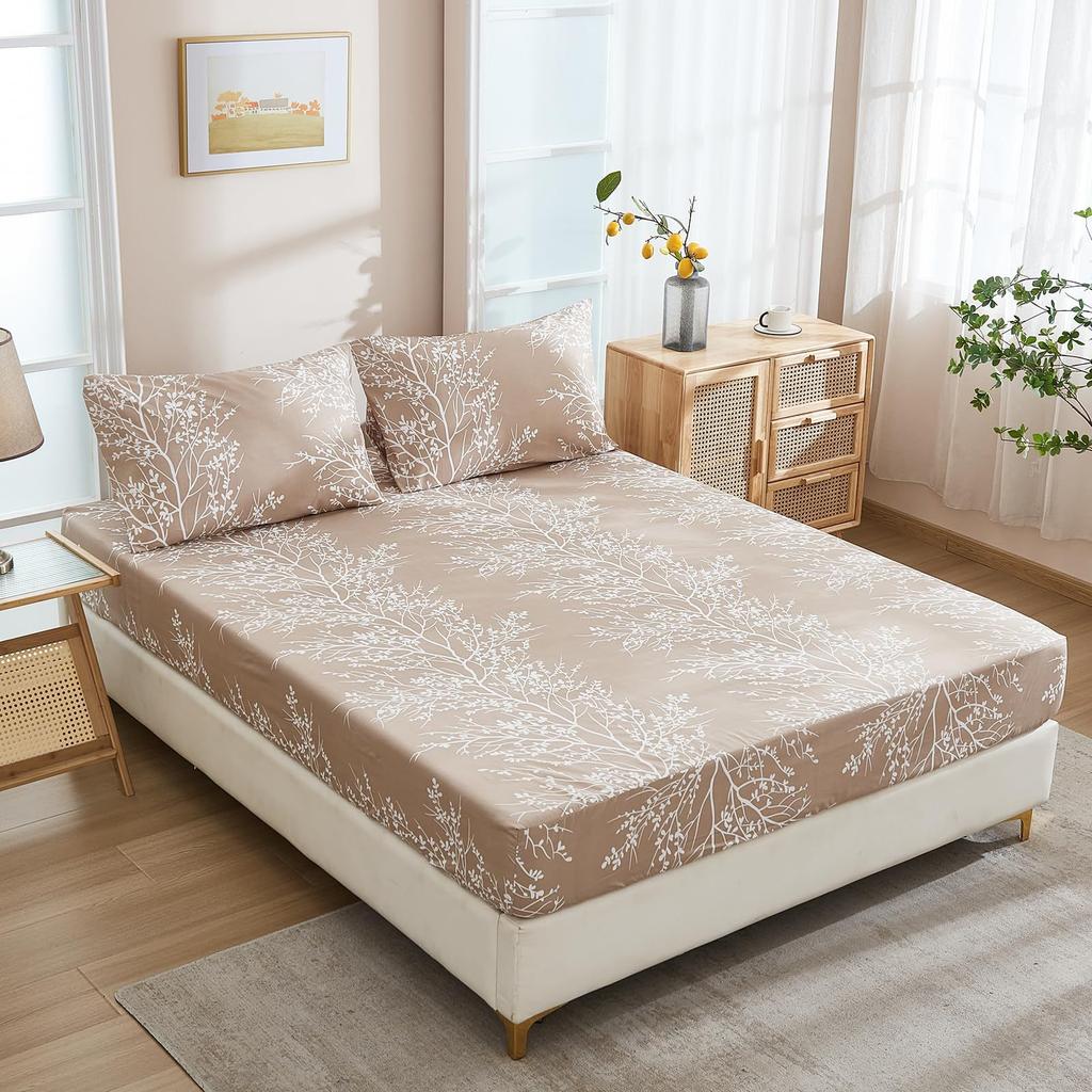 Plant Flower Pattern Bed Hat Three-Piece Digital Printing Bedding Bed Hat Three-Piece Set Children And Adults