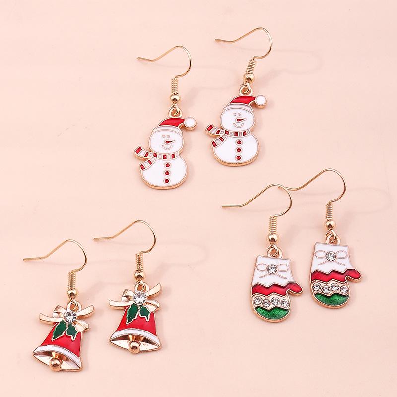 European and American Christmas Earrings: Santa, Tree, Snowman, Snowflake, Gloves