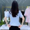 Camicia Chiffon Jacquard Floreale Donna Estate Manica Corta Vestibilità Ampia Top Casual Taglia Piccola Blusa alla Moda