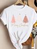 (Asian Size) Tree Letter 90s New Year Clothing T Shirt Women Fashion Christmas Festival Tee Top Print Woman Short Sleeve Graphic T-shirts