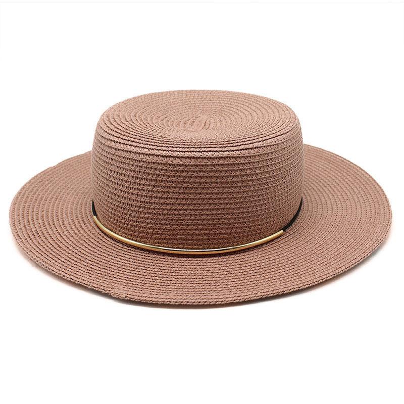 Small Fresh Green Wide Brim Flat Top Top Hat Women's Spring Summer French Sun Beach Sun Hat Color