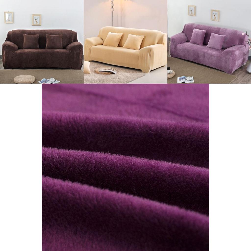 Comfortable Stretch Sofa Slipcover Soft Thick Velvet Protector For 1-4 Seat Furniture