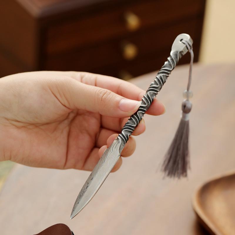 304 tea knife Damascus pattern handmade Pu'er tea needle pry tea tool tea cake tea cone tea set accessories