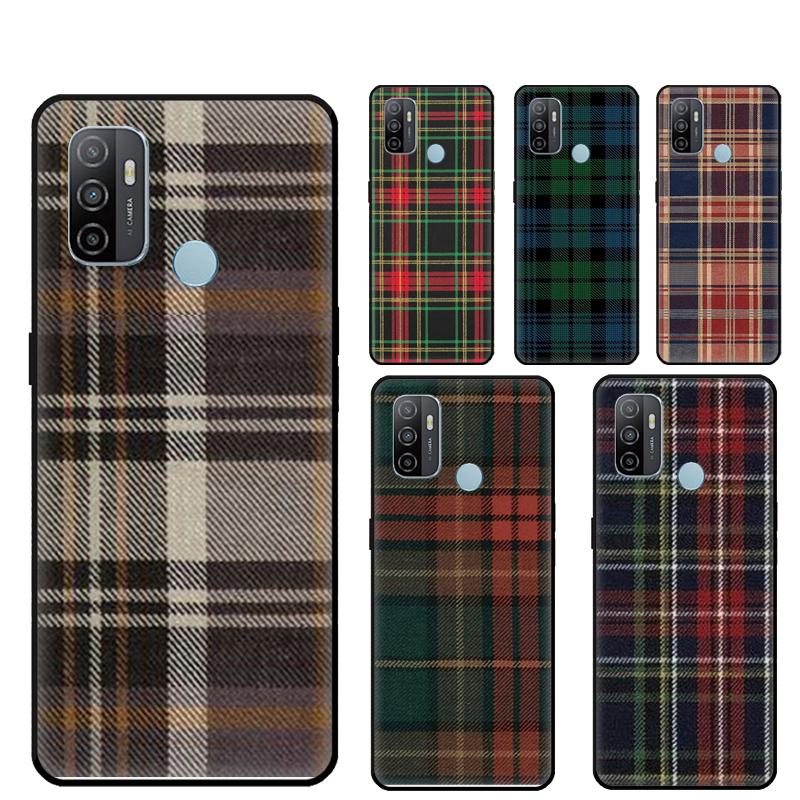 Scottish Plaid Warm Plaid Case For Oppo A80 A40 A60 A98 A78 A18 A38 A58 A16 A76 A96 A17 A77 A74 A94 A54 A57S A15 Cover