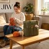 Portable Sewing Kit Holder Canvas Knitting Bag, with Multiple Pockets And Yarn Holes, Storage Organizer for Large Capacity Crochet Organizer,