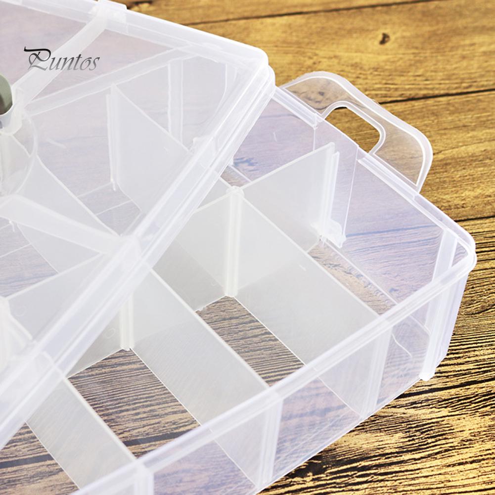 Puntos 3-vrstvý průhledný šperkový korálek Pilulky Řemeslný úložný organizér Přihrádka Pouzdro