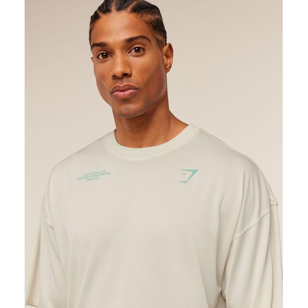 Gymshark Washed T shirT sofT whiTe Pop Turquoise condiTioning Club