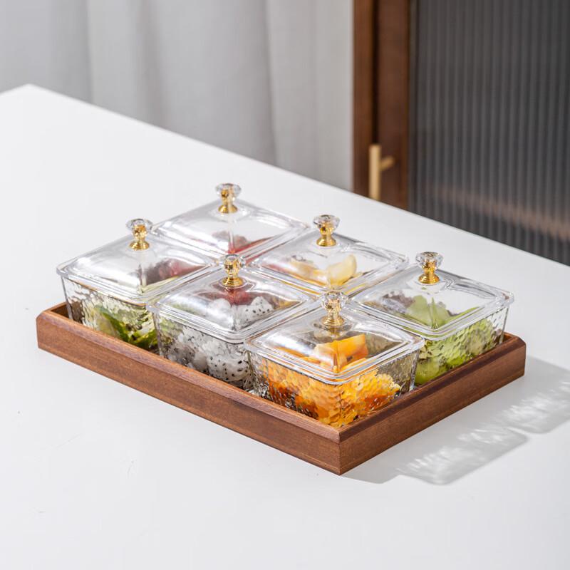 Elegant Hammered Glass Snack Serving Set