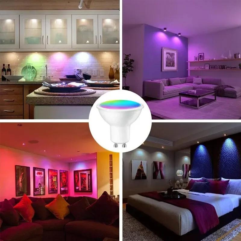 Tuya Bluetooth Smart LED Bulb GU10 Ceiling Lamp RGB Dimmable Spotlight Downlight Smart Life App Control For Bedroom Living Room
