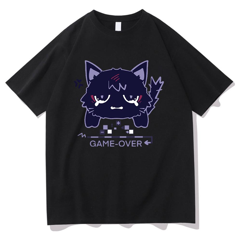 

Футболка Genshin Impact Scaramouche Cat, симпатичная, модная, мужская, эстетическая, графическая, футболка Wanderer, унисекс, высококачественные хлопковые футболки из Кореи M