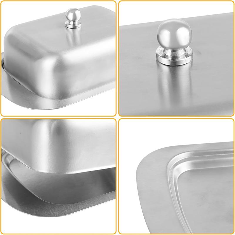 Butter Dish, Stainless Steel Butter Dish with Lid - Solid Cheese/Butter Container - Butter Cheese Kitchen Cooking Storage Box
