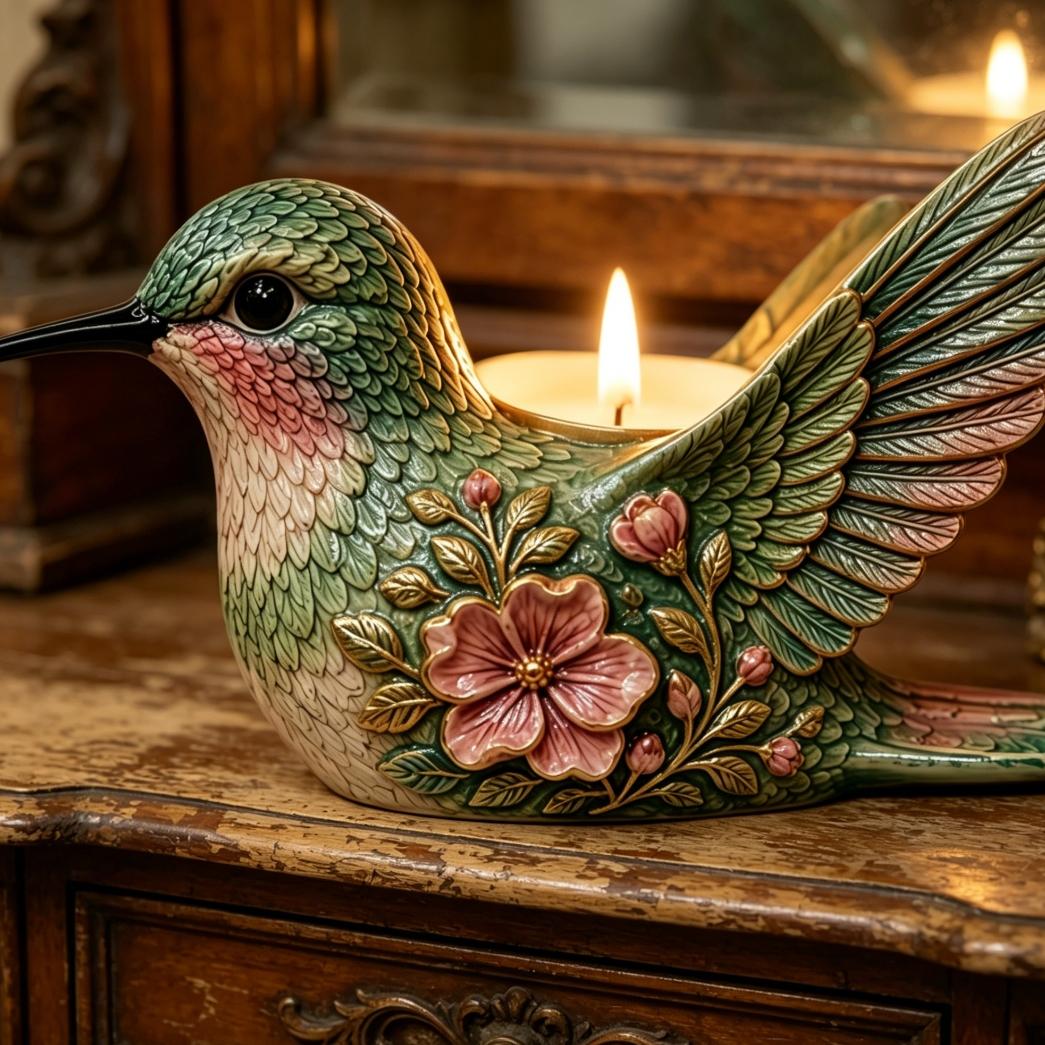 Resin Hummingbird Candlestick for Decorative Lighting Support with Sturdy Base and Ornamental Bird Figure for Ambient China Mainland