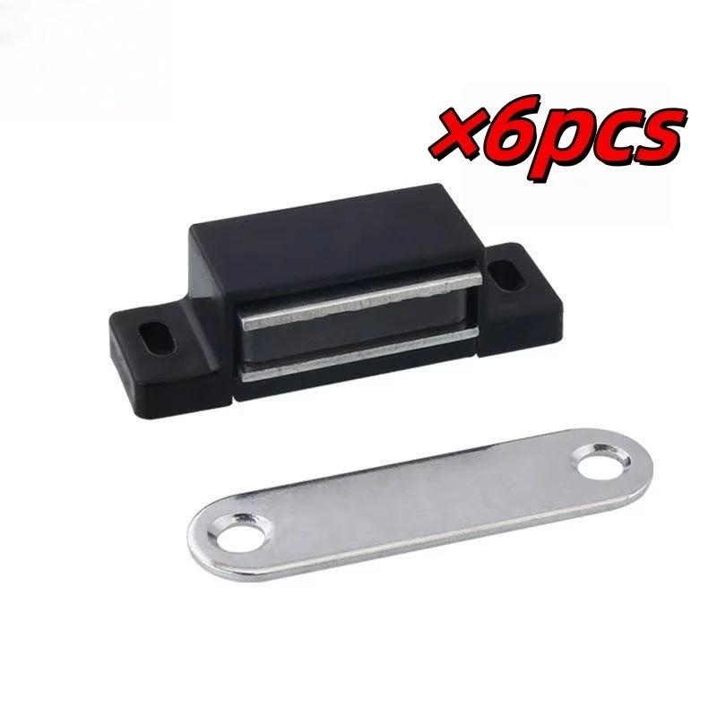 6 Pieces Plastic Cabinet Magnet Latch Black Magnetic ABS Cabinet Catches Door Catch for Cupboards,Drawers and Shutters