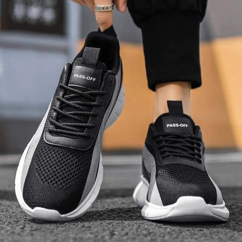 Fashion Running Men's Casual Sneakers Mesh Upper Black Without Leather On Clearance Gym Spring and Autumn Breathable Male Sports Shoes