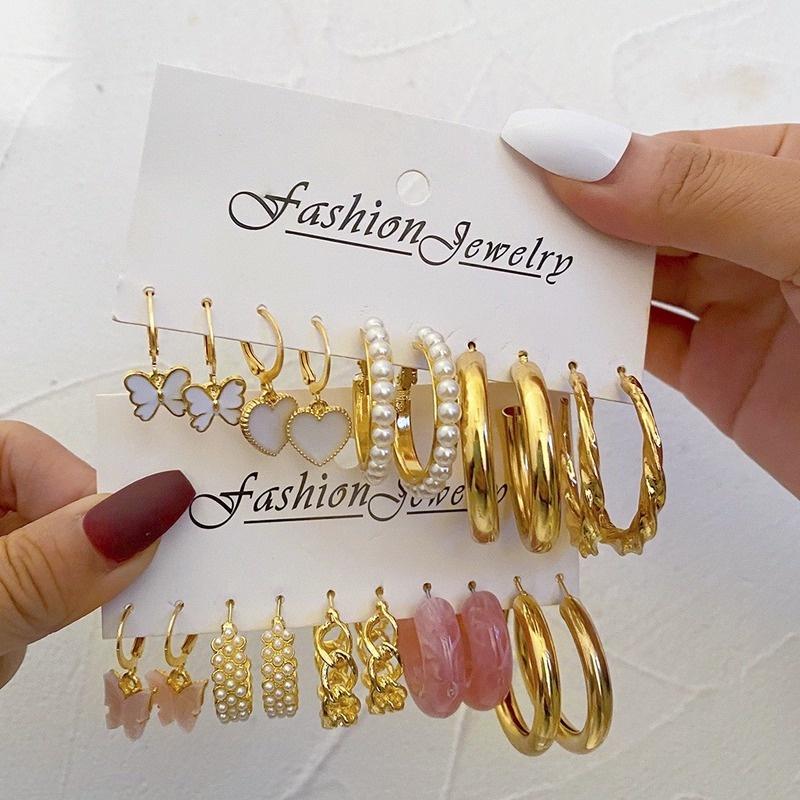 iF ME Fashion Earrings Butterfly Heart-shaped Hoop Earrings for Women Accessories Jewelry