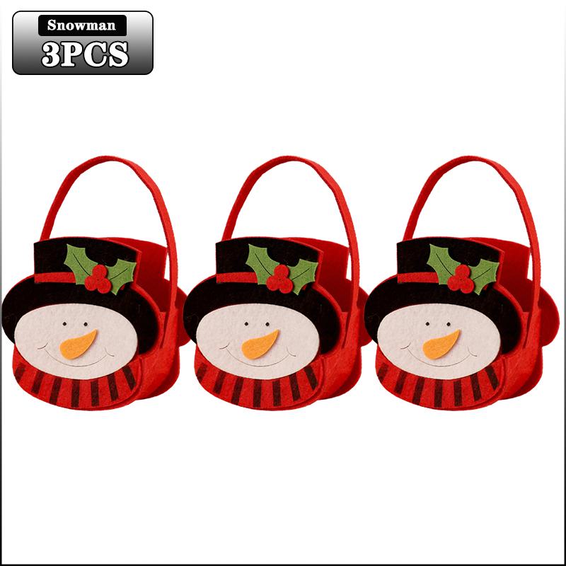 1-10PCS Christmas Felt Candy Bags Cartoon Apple Pouch Santa Sack Kids Gift Packaging Bag Xmas Tree Holiday Decoration