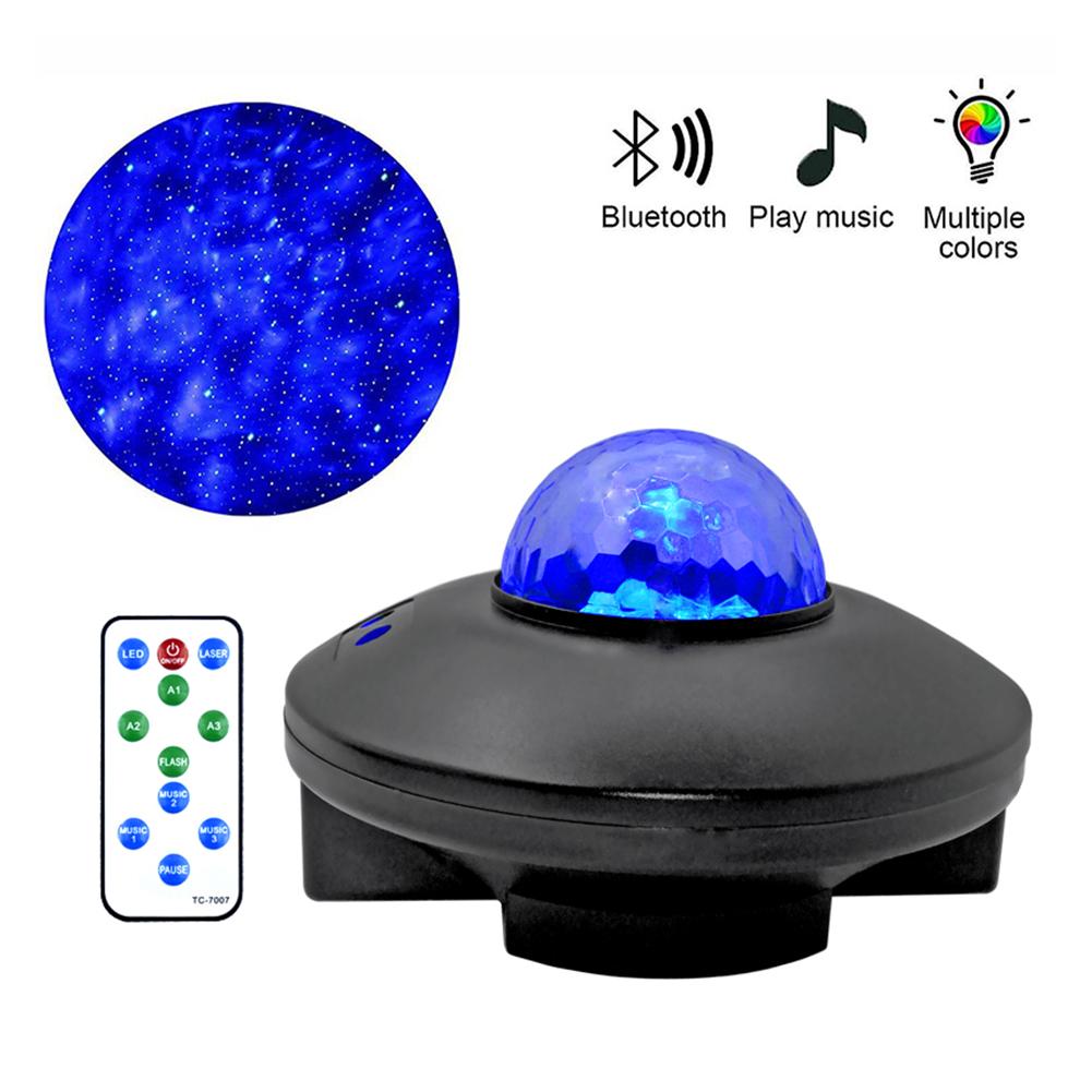 Remote Control Starry Sky Projection Lamp Bluetooth USB Voice Control Music Player USB Charging Colorful Romantic Night Light