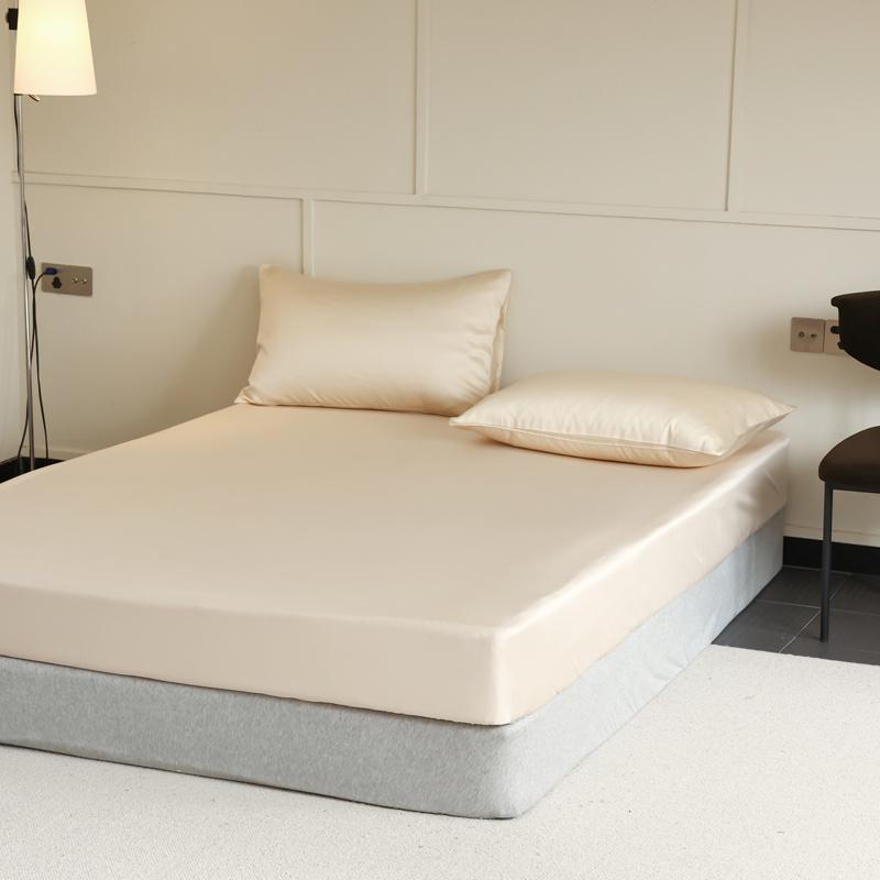 Natural 100% Silk Fitted Sheet with Elastic Bands Solid Color Mattress Cover Luxury Smooth Fit Sheets Non-slip Bed Sheet 160/200