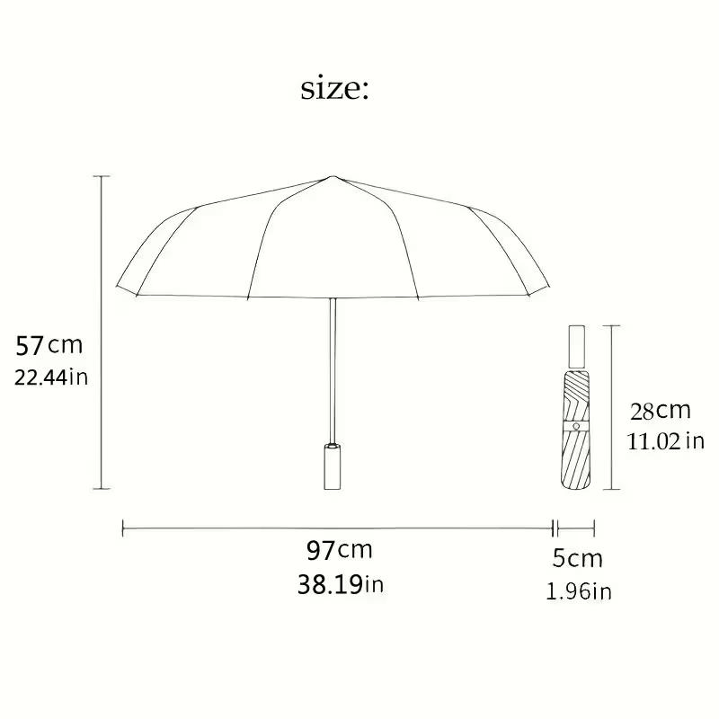 Apple 1 Automatisk Öppnings-/Stängningsparaply, Vindtåligt Ramverk med 8 Ribbor, Rött Slitstarkt Kompakt Fällbart Paraply med Ergonomiskt Handtag