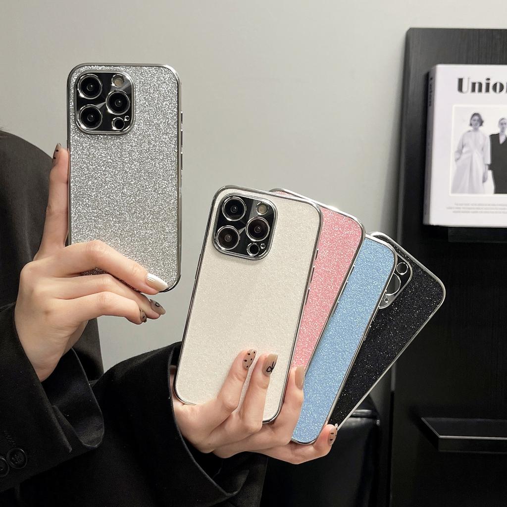 Electroplated Heat Dissipation Glitter Case Compatible with iPhone 14 Pro Max Apple 15 Phone Case 13/12 Niche High-end Feel