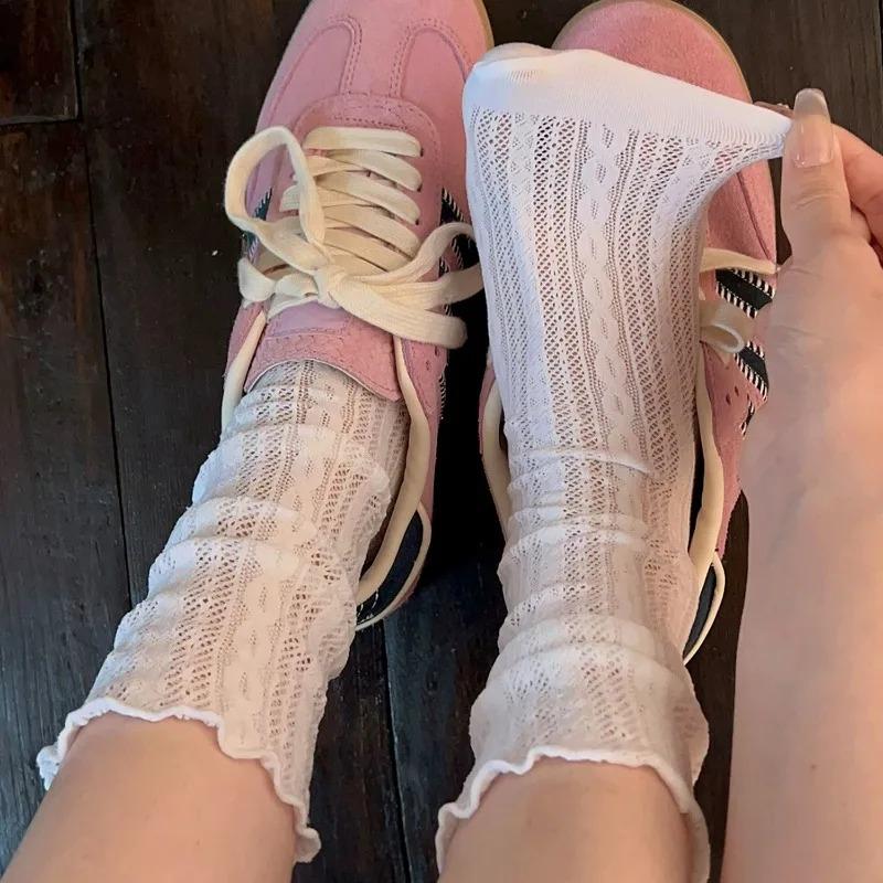 2026 Fashion Women's Sweet Lace Summer Socks Japanese Vintage Hollow Out Mesh Soft Lolita Kawaii Sockings High Quality Sockings