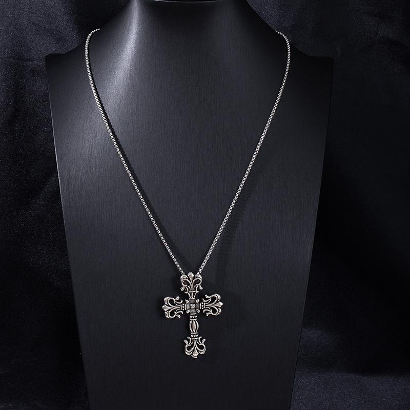 Fashion Nightclub Hipster Cross Necklace Retro Fashion Trend Personalized Sweater Chain Men'S And Women'S Trendy Cool Accessories