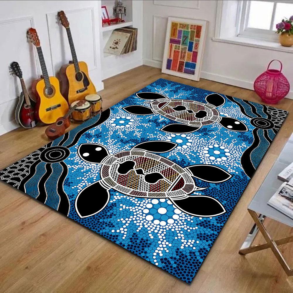 Turtle Dreamtime Art Rug Patterned carpet, non slip mat suitable for living room and bedroom sofas
