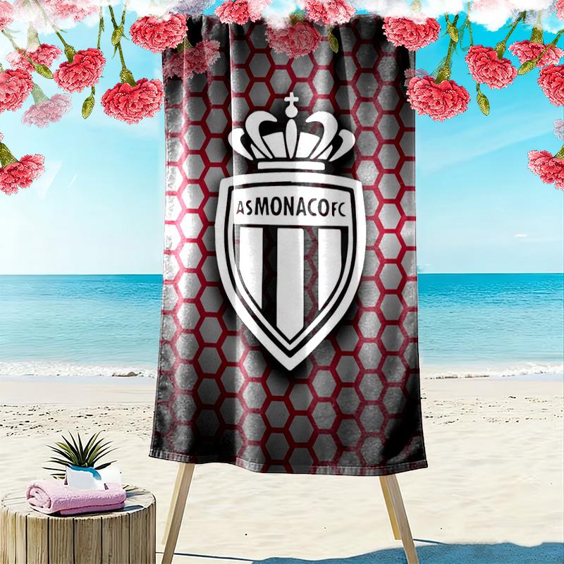 AS Monaco Aufdruck Strandtuch, Großes Weiches Schnelltrocknendes Handtuch für Strand Camping Schwimmen