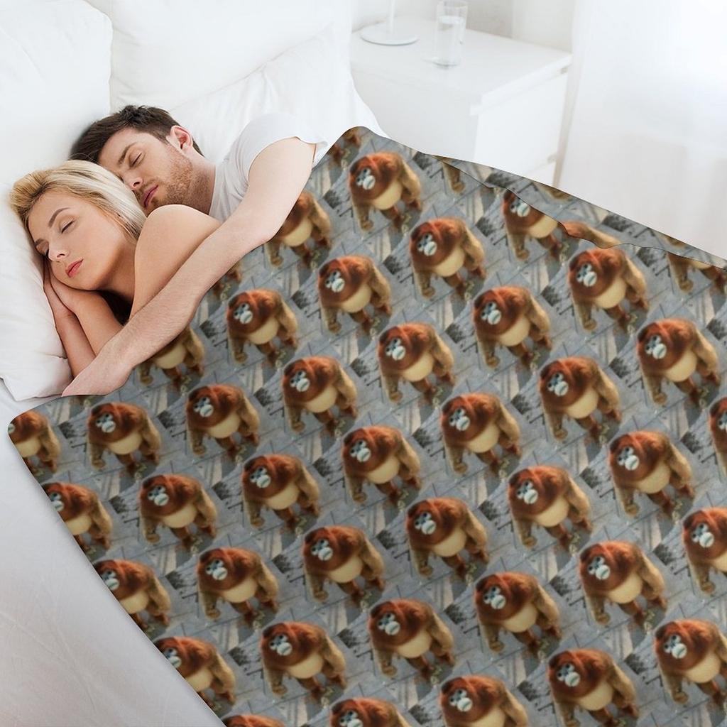 snub nosed monkey (orange) - monke t meme (sad) Throw Blanket sofa bed Baby Decoratives blankets and throws Blankets