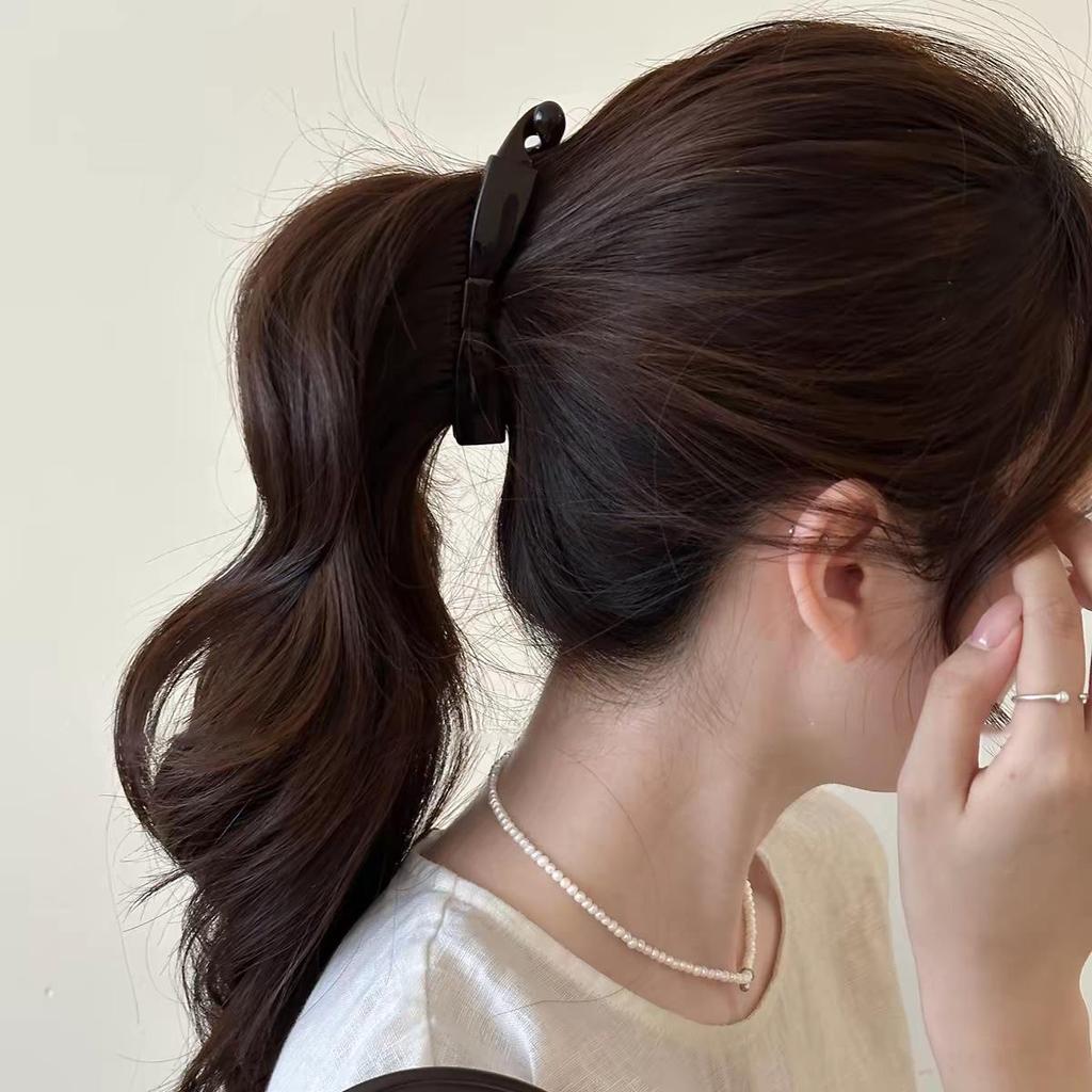 Korean Leopard Print Bow Hair Claw: Extra Large High-End Half Updo Clip for Women
