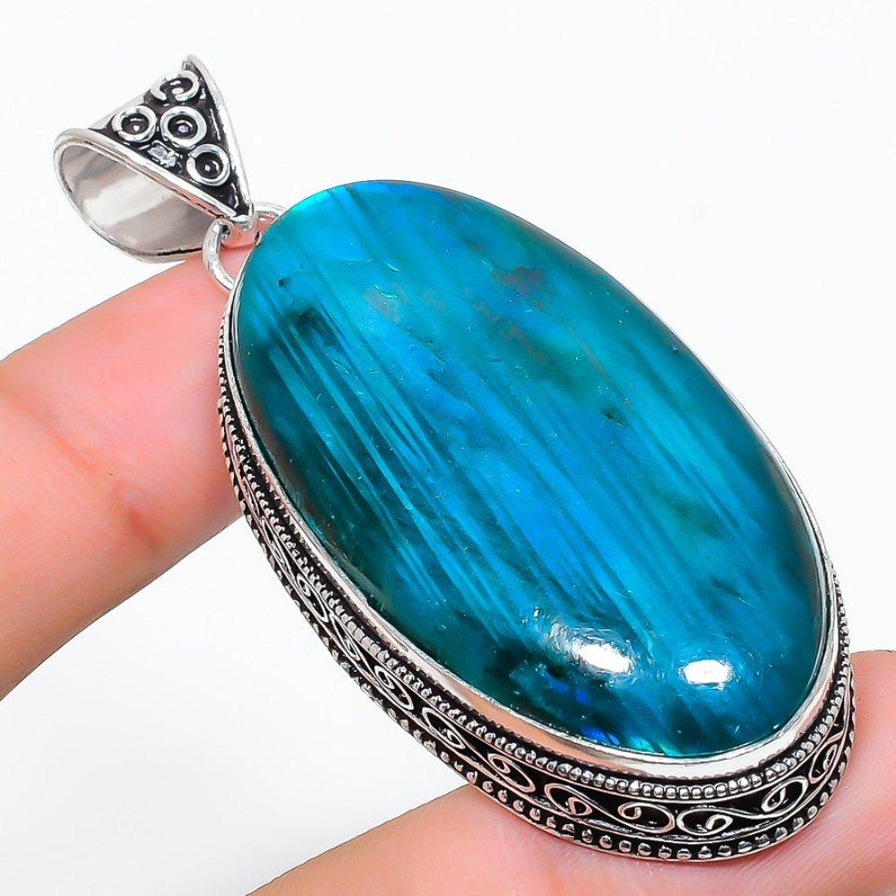 Natural Blue Labradorite Gemstone 925 Sterling Silver Gift Pendant 2.64" E5W15