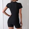 Women's Half Sleeve Color Block Zipper Swimsuit - High Elasticity & Conservative Surfing Suit