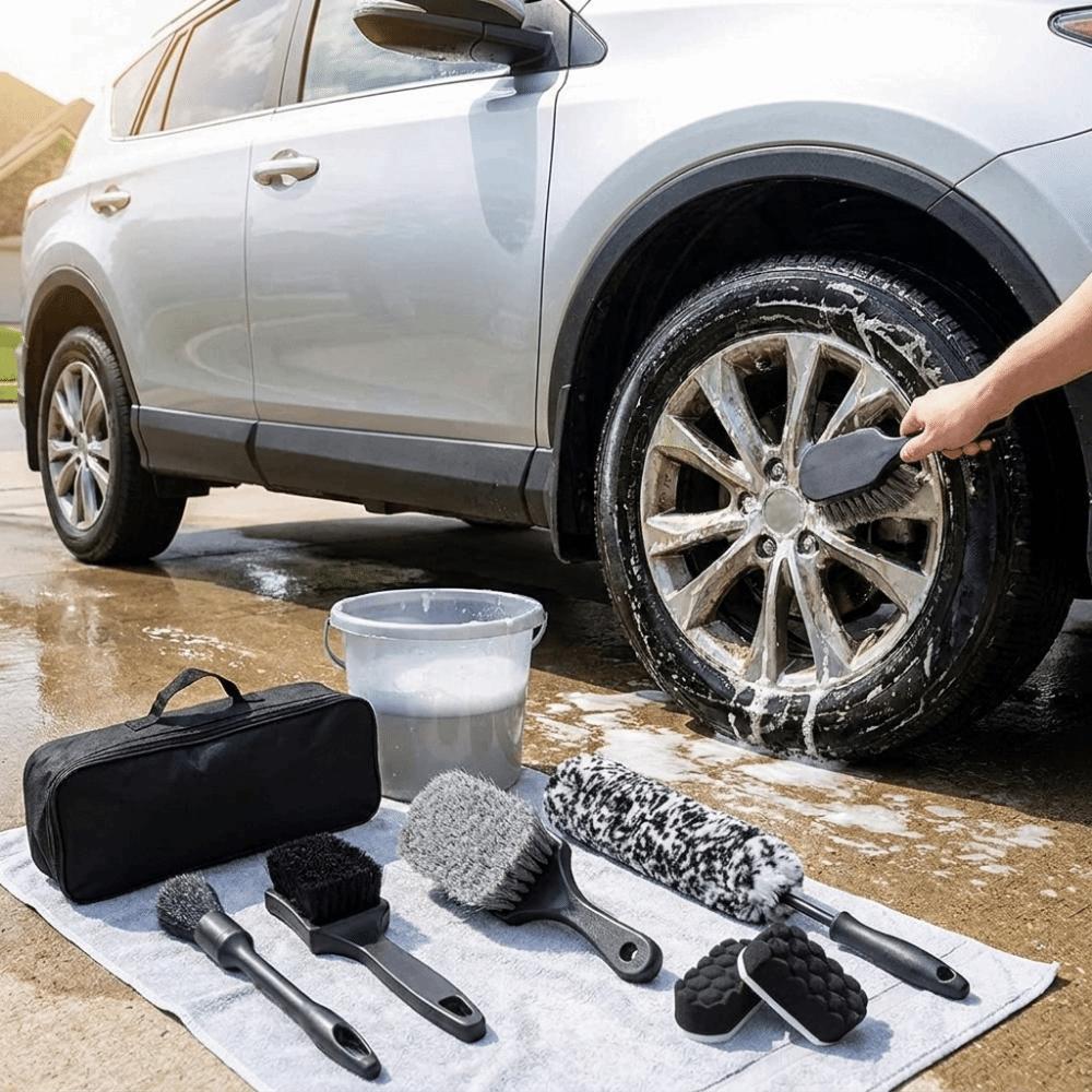 3/7 pcs Soft Car Wheel Brush Kit Non Abrasive Bristles Rim Washing Brush  For Road Trip Travel Truck