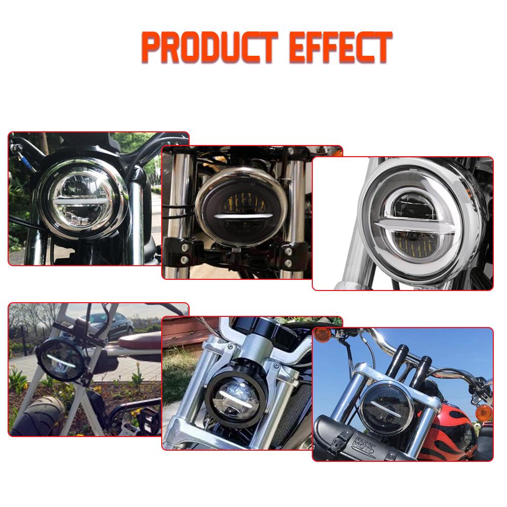 For Harley Sportster 1200 883 Street 500 750 FXDB Dyna Motorcycles LED Headlight 85W with DRL 5-3/4" Projector Round Headlamp