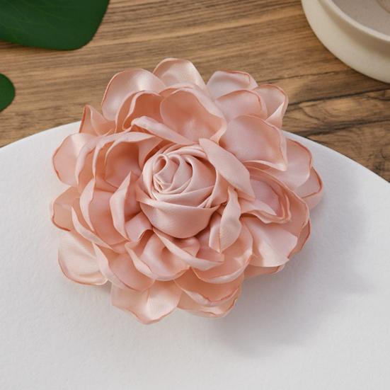Fabric Flower Satin Rose with Flat Back Handcrafted Blooms Hat Clothes Hair Tie Accessories for DIY Craft Corsage Hairpin Brooch Headband