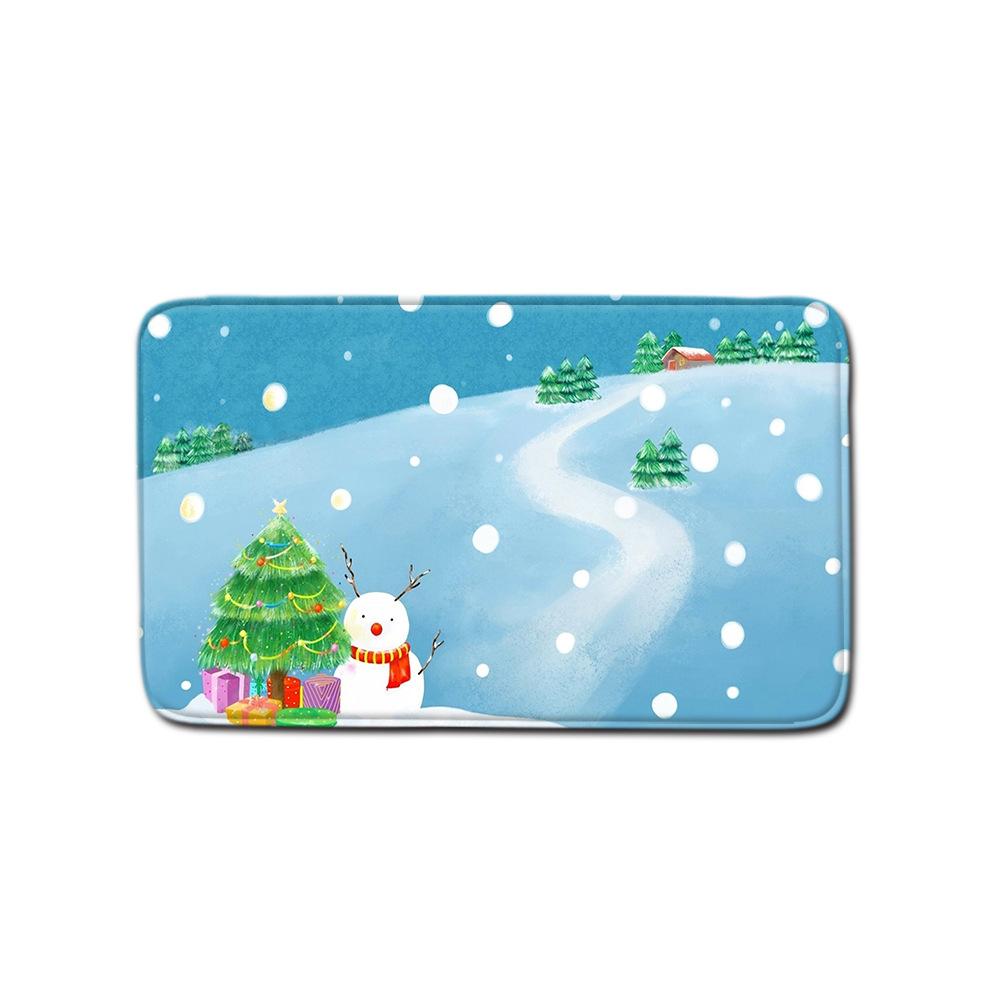 Christmas Toilet Seat Shower Curtain Four-Piece Printed Floor Mat Set Bathroom Floor Mat Bedroom Absorbent Door Mat Carpet