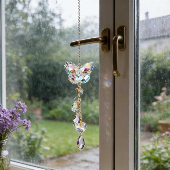 Faux Crystal Suncatcher Colorful Prism Butterfly/Dradonfly Window Hanging Ornament for Window Ceiling Garden Home Decor