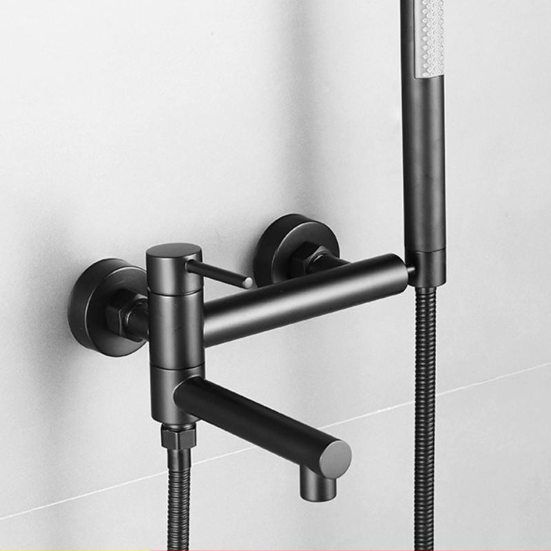 Bathtub Shower Faucet Brass Single Handle Waterfall Spout Wall Mounted Mixer Taps with Hand Shower Sets Bathroom Bidet Taps