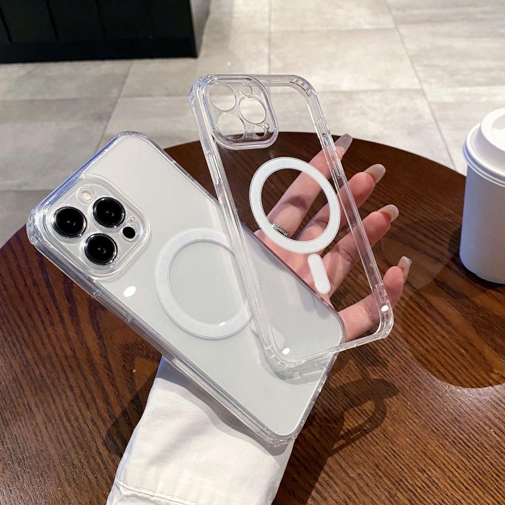 Applicable To Apple 16promax Sequencing Magnetic Suction Phone Case Iphone15 Acrylic Transparent Protective Case Charging