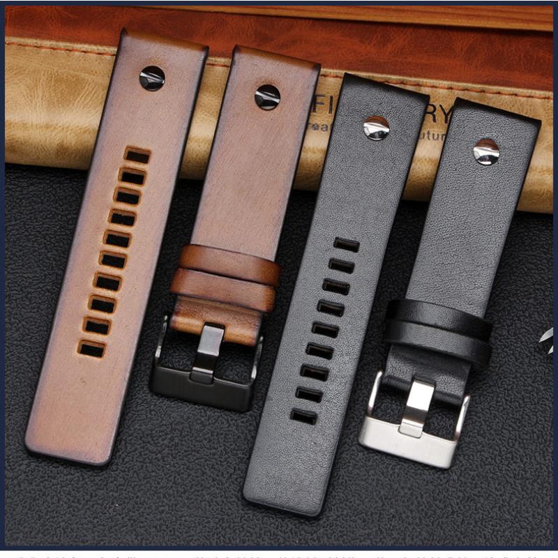 Pro Diesel DZ7257 DZ4323 DZ7348 DZ7313 DZ7312 DZ4318 originální kožený řemínek na hodinky pánský velký ciferník Retro nýtovaný hovězí řemínek na hodinky