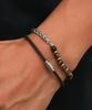 Blancier Nomad Bm11671173 Set Tiger Eye Natural Cowhide Layered Chain Bracelet