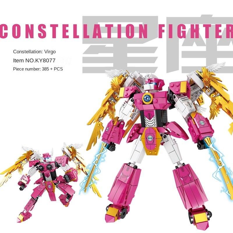 KAZI 12 Constellation Robot Toys Children's Educational Assembly Diy Small Particle Building Blocks Boy Birthday Gift