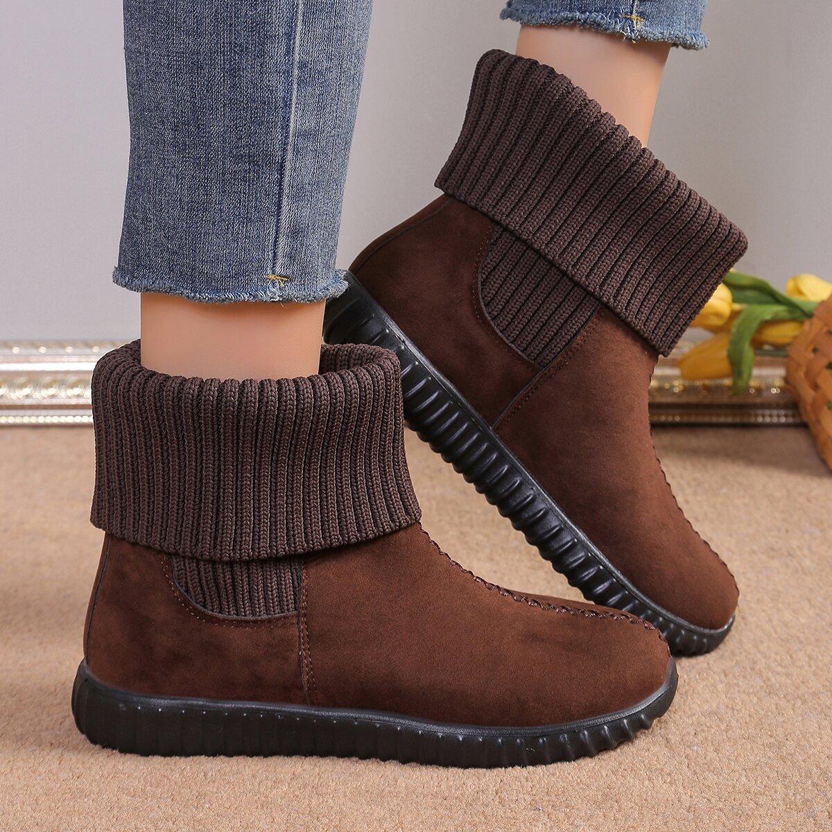 

New short tube splicing casual flat bottom short boots one pedal sleeve monk socks 43 кофейный