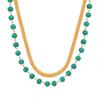 European & American Titanium Steel Geometric Turquoise Double-Layer Clavicle Chain Necklace for Women - Fashionable & Versatile Design