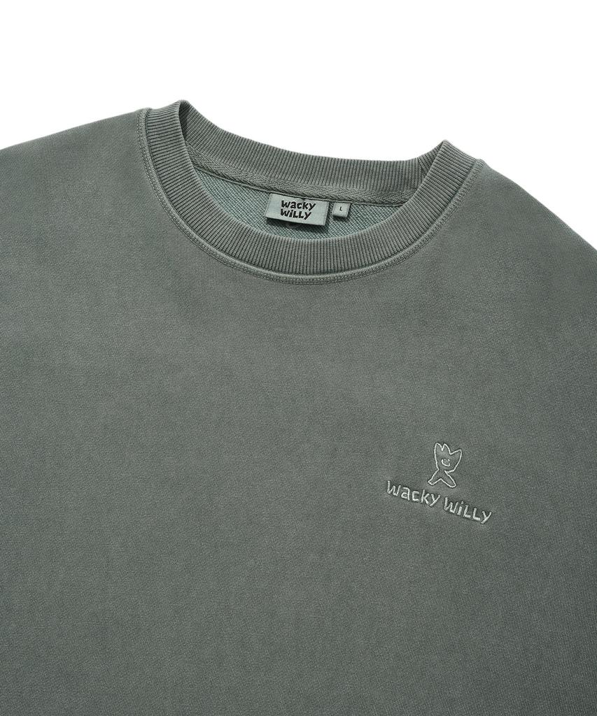 WACKY WILLY Logo Pigment Sweatshirt Green