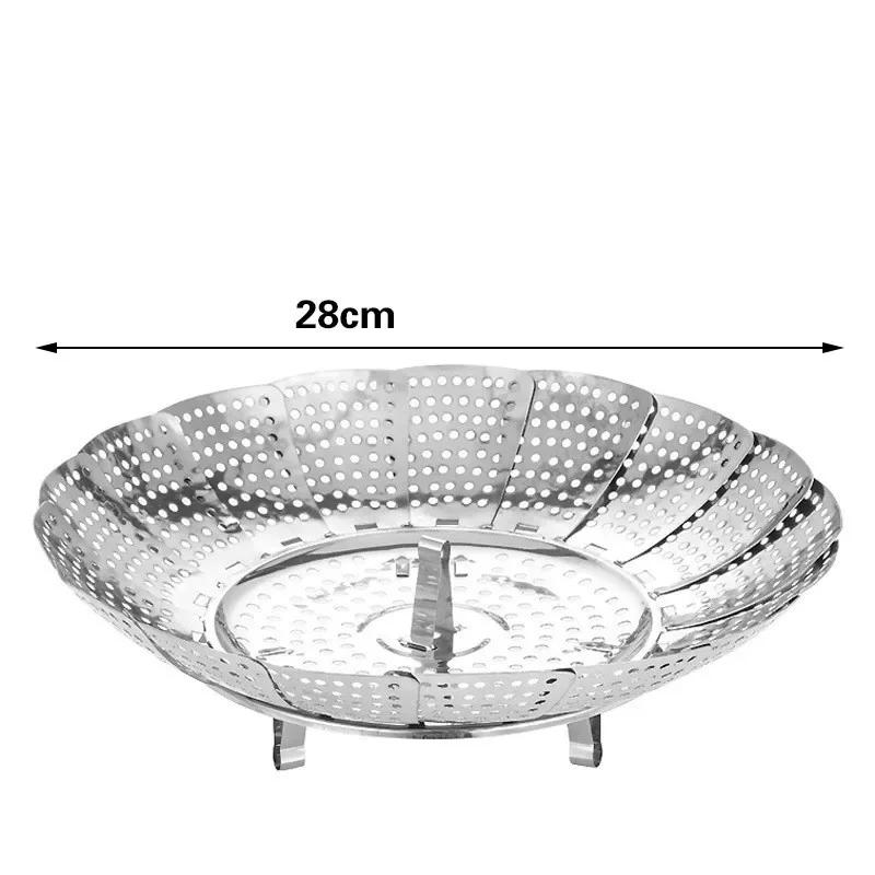 Folding Dish Steam Stainless Steel Food Bun Steamer Basket Mesh Vegetable Cooker Steamer Expandable Pannen Kitchen Tool Cooker