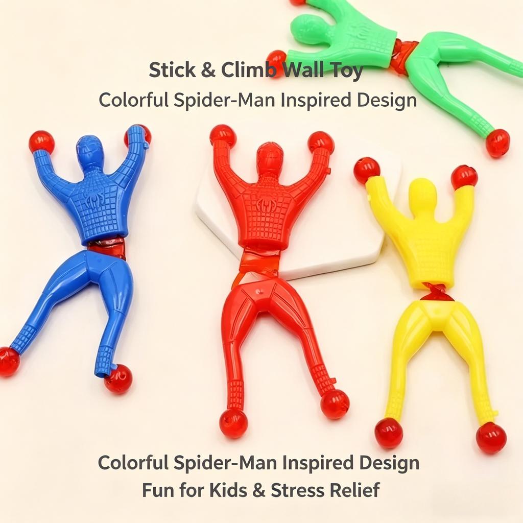 Colorful Stretchy Sticky Wall Climber Man Toy Set Nostalgic Spiderman Inspired Flip Down Action Figure Kids Stress Relief Party