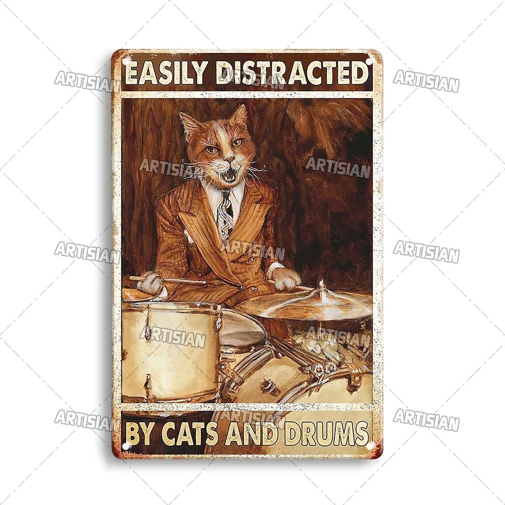 Artisian Animal Black Cat Retro Metal Poster Funny Pet Vintage Decorative Tin Plaque Garage Bar Pub Club Man Cave Wall Decor